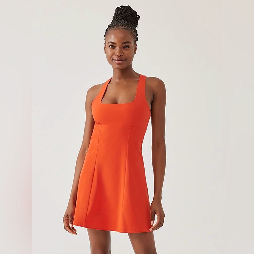 Outdoor Voices Medium Ladybug Red Orange Cross Back Dress EUC